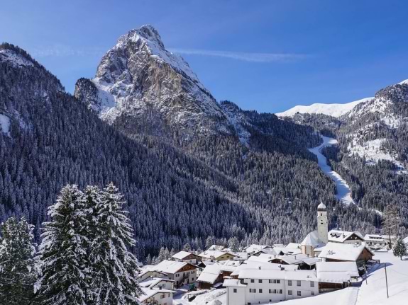 Aerial view of ski village in Italy