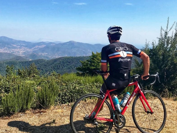 road biker enjoying the view