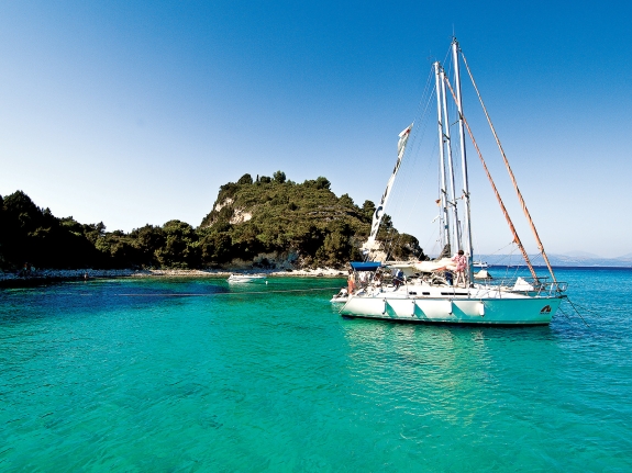 Yachts moored in the Ionian