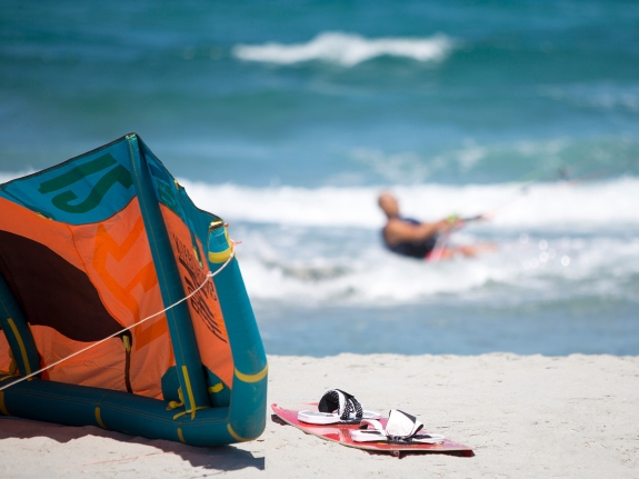 kitesurfing board and kite