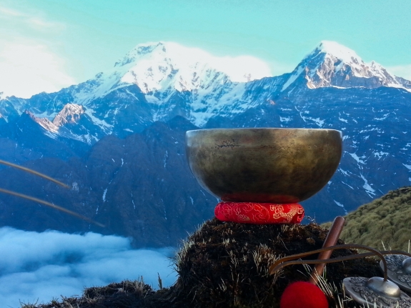 Himalayas and original singing bowl