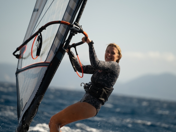 woman windsurfing