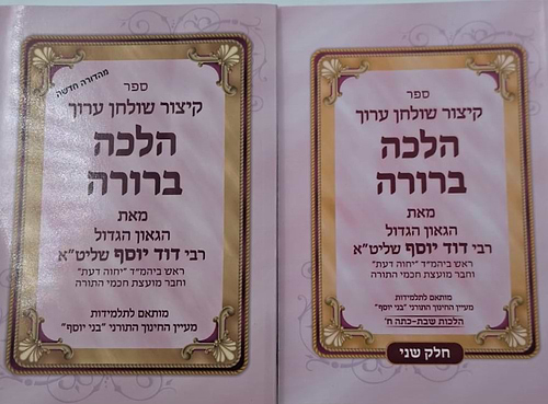 קיצור שולחן ערוך לתלמידות הלכה ברורה ב' כרכים / הרב דוד יוסף שליט