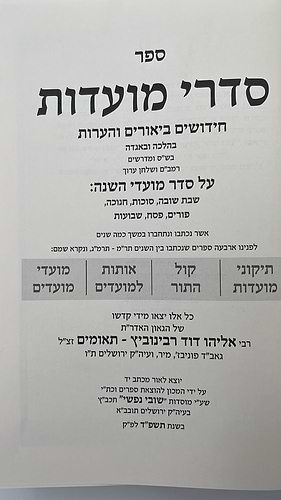 סדרי מועדות - חידושים ביאורים והערות בהלכה ובאגדה, בש