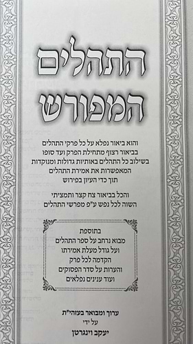 תהילים המפורש - עם  מבוא והוספות / פורמט ענק (24 ס''מ)