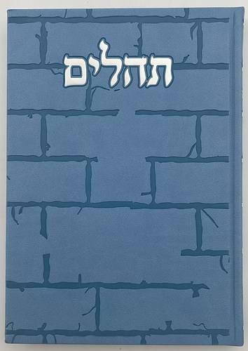 תהילים בינת הלב - דמוי עור צבע תכלת דגם כותל / פורמט ענק