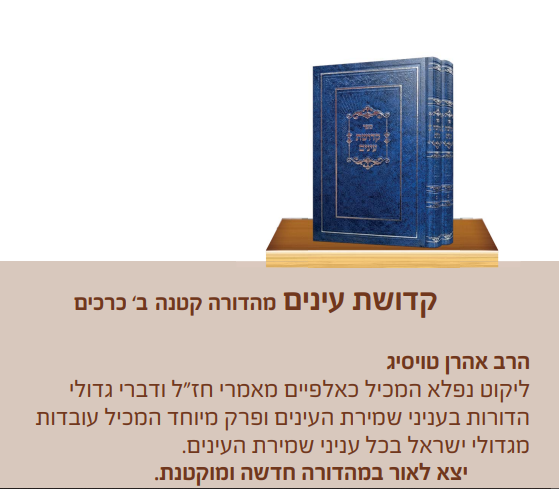 קדושת עיניים ב' כרכים - פורמט קטן / הרב אהרן טויסיג