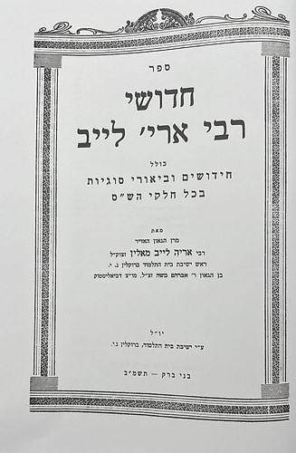 חידושי רבי אריה לייב מאלין על הש