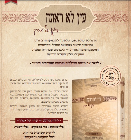 עין לא ראתה - דיוקן של אברך / חיי האברכים בימינו