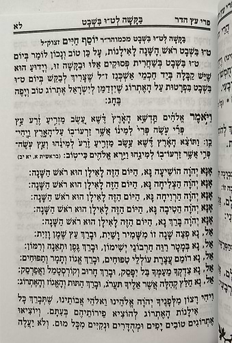 פרי עץ הדר - סדר הלימוד לטו' בשבט
