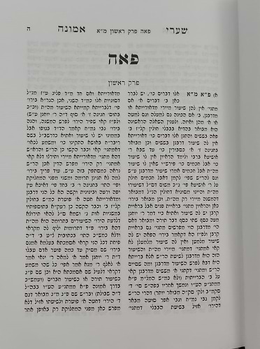 שערי אמונה - מסכת פאה / מרן הגר