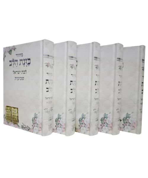 סט מחזורים דמוי עור כוונת הלב לבת ישראל - צבע לבן / פורמט בינוני