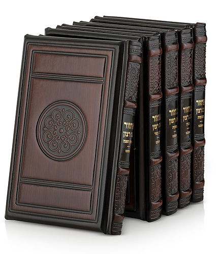 סט מחזורים עור אמיתי סדרת שנהב – גדול – נוסח ספרד – חום