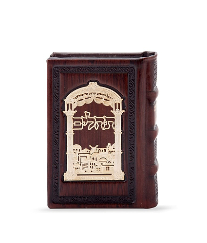 תהלים כיס עור אמיתי עם פלקטת זהב – פנינה