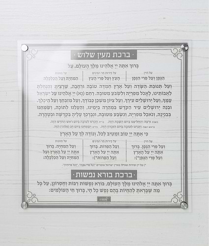 ברכת מעין שלוש – צמוד קיר – נוסח אשכנז – אפור – אפור