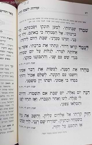 באר החיים - זמירות שבת קודש / ר' אברהם אלימלך בידרמן