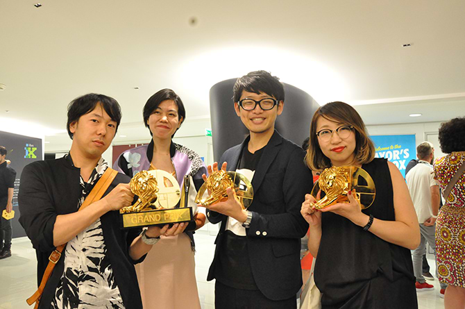 From left: Dentsu's Yoshihiro Yagi, Haruko Tsutsui, Yusuke Imai, Yuri Uenishi