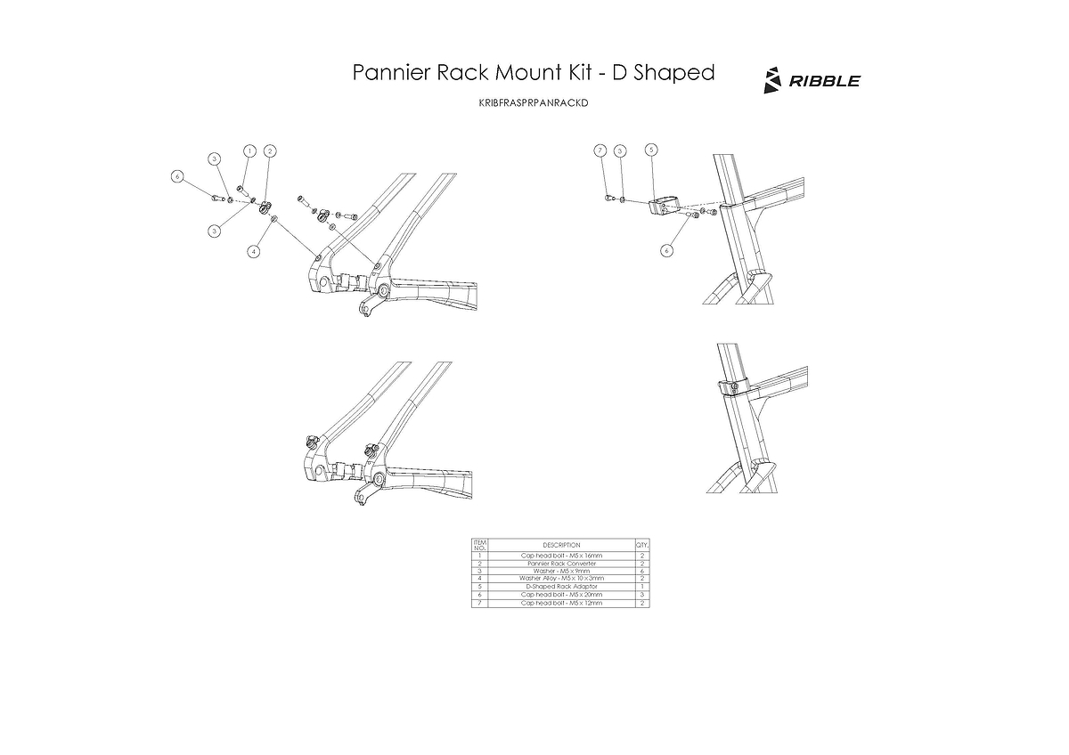 Pannier Rack Mount Kit - D Shaped