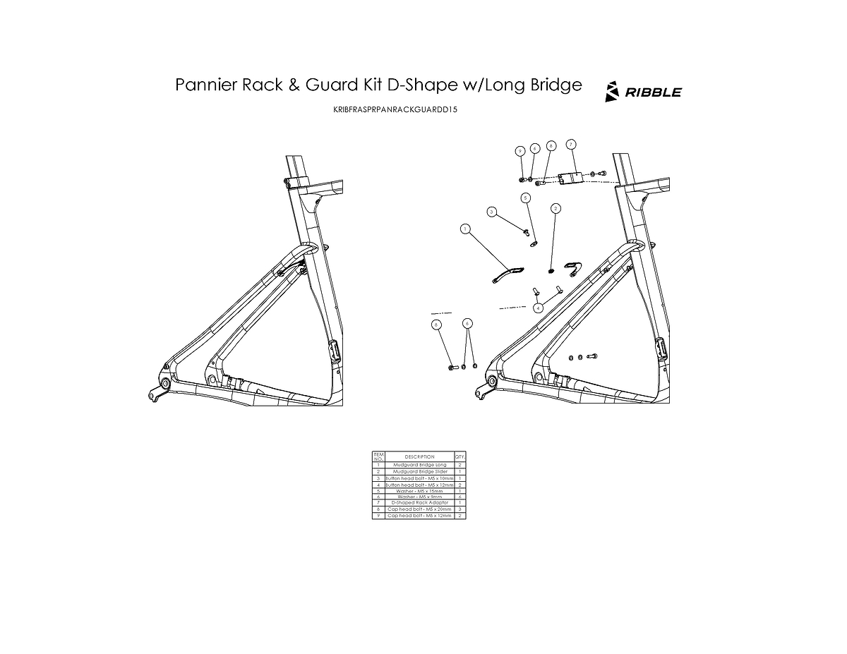Pannier Rack & Mudguard Fitting Kit - Long