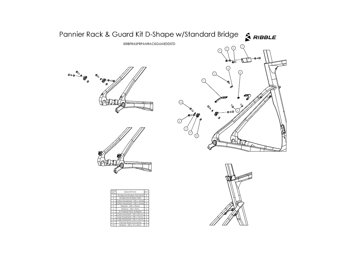 Pannier Rack & Mudguard Fitting Kit - Standard