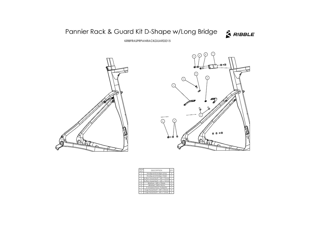 Pannier Rack & Mudguard Fitting Kit - Long