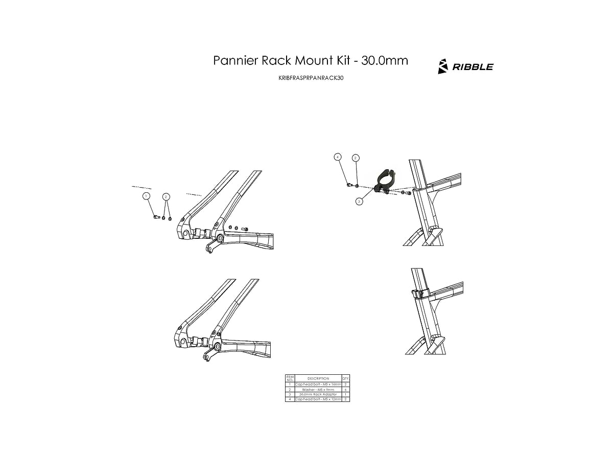 Pannier Rack Mount Kit - 30.0mm