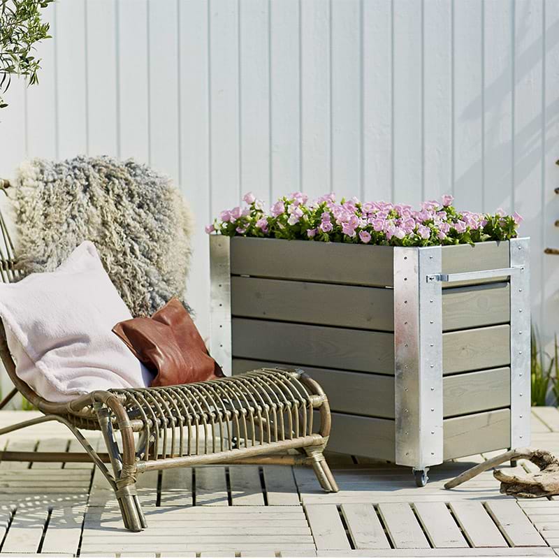 Blomsterkasse Cubic gråbrun