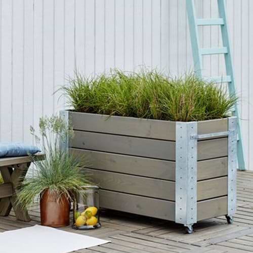 Blomsterkasse gråbrun Cubic 70 cm