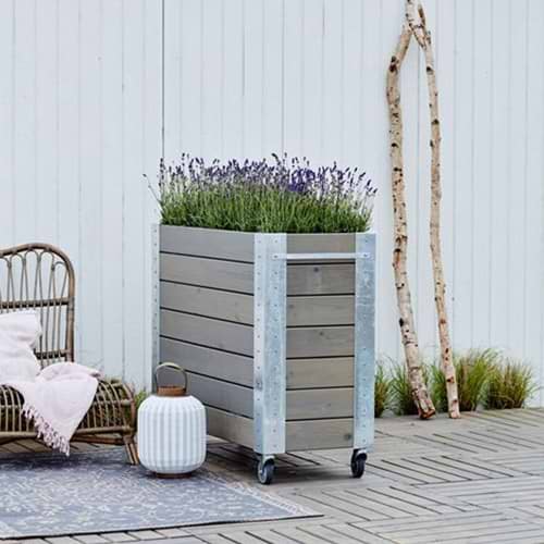 Gråbrun Cubic blomsterkasse 95 cm