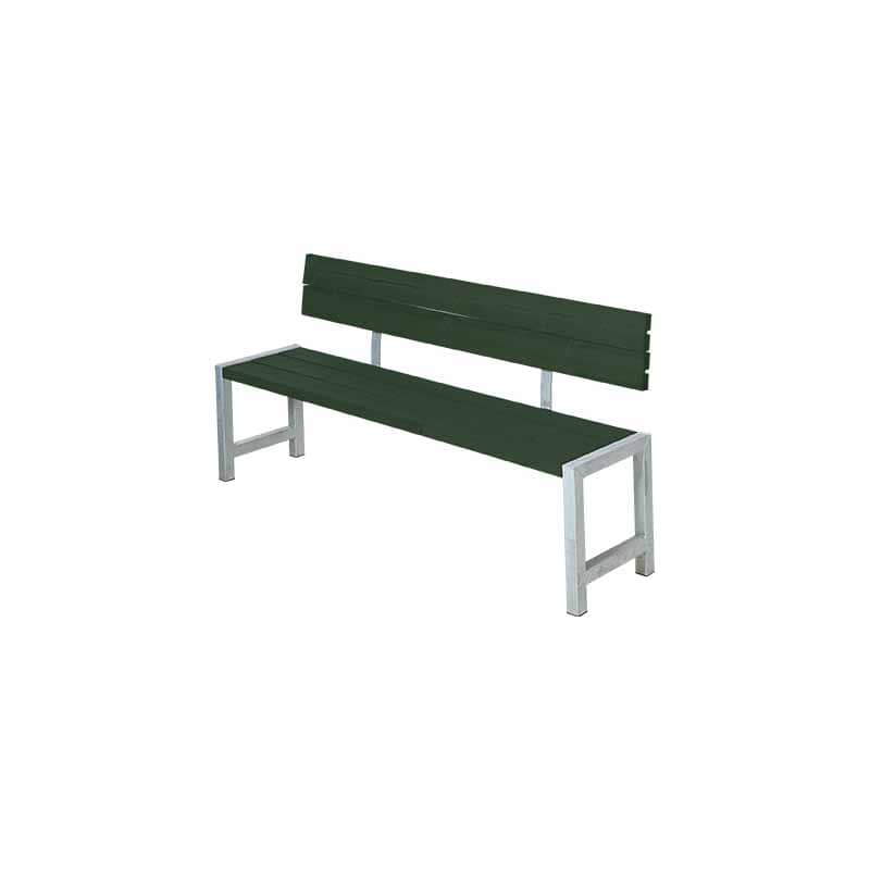 Plankebænk - m/ ryglæn - 176 cm - Grøn