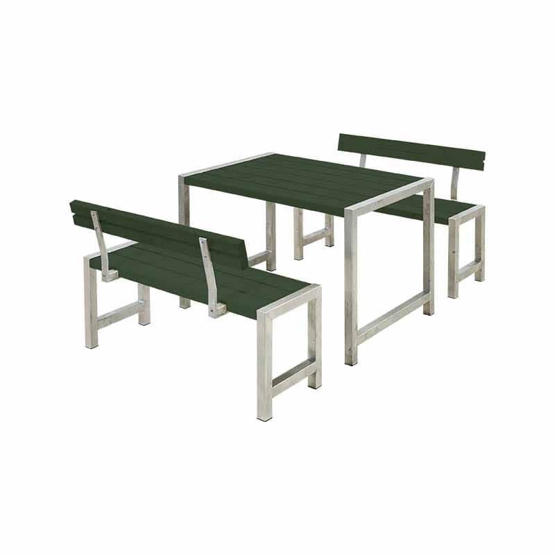 Café plankesæt -  m/ 2 ryglæn - 127 cm - Grøn