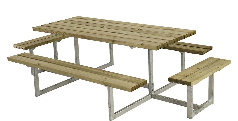 Basic Bord/bænkesæt med 2 påbygninger trykimprægneret
