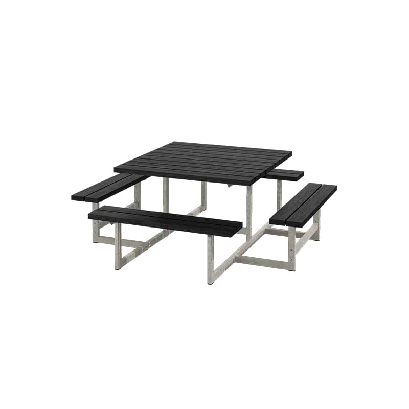 Picnic bord/ bænkesæt - 200 cm - RePlast - Sort