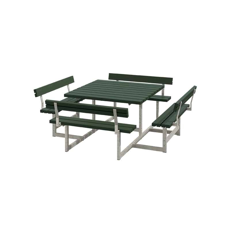 Picnic bord/ bænkesæt - m/ 4 ryglæn - 224 cm - Grøn