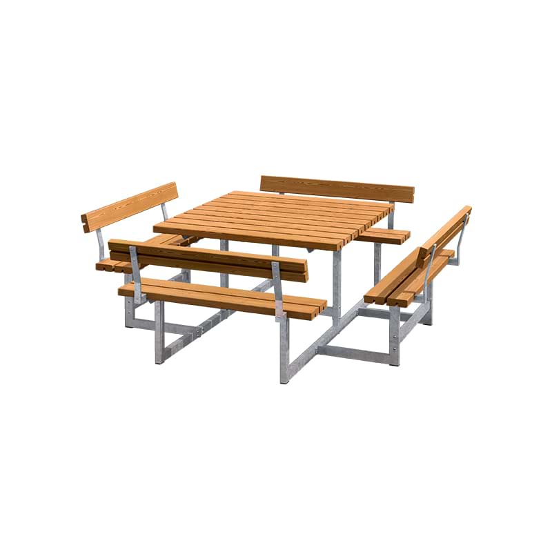 Picnic bord/ bænkesæt - m/ 4 ryglæn - 224 cm - Teak