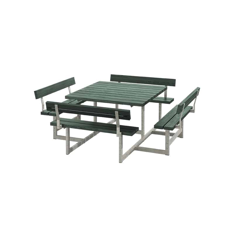 Picnic bord/ bænkesæt - m/ 4 ryglæn - 224 cm - ReTex - Grøn