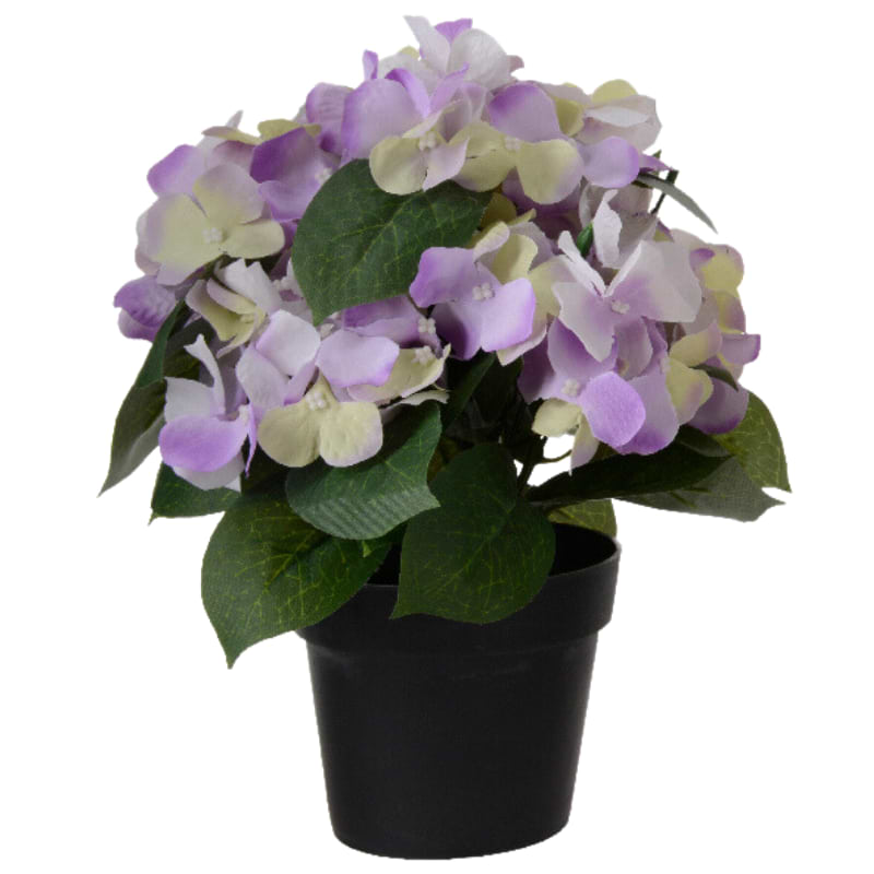 Kunstig hortensia i potte - lilla 