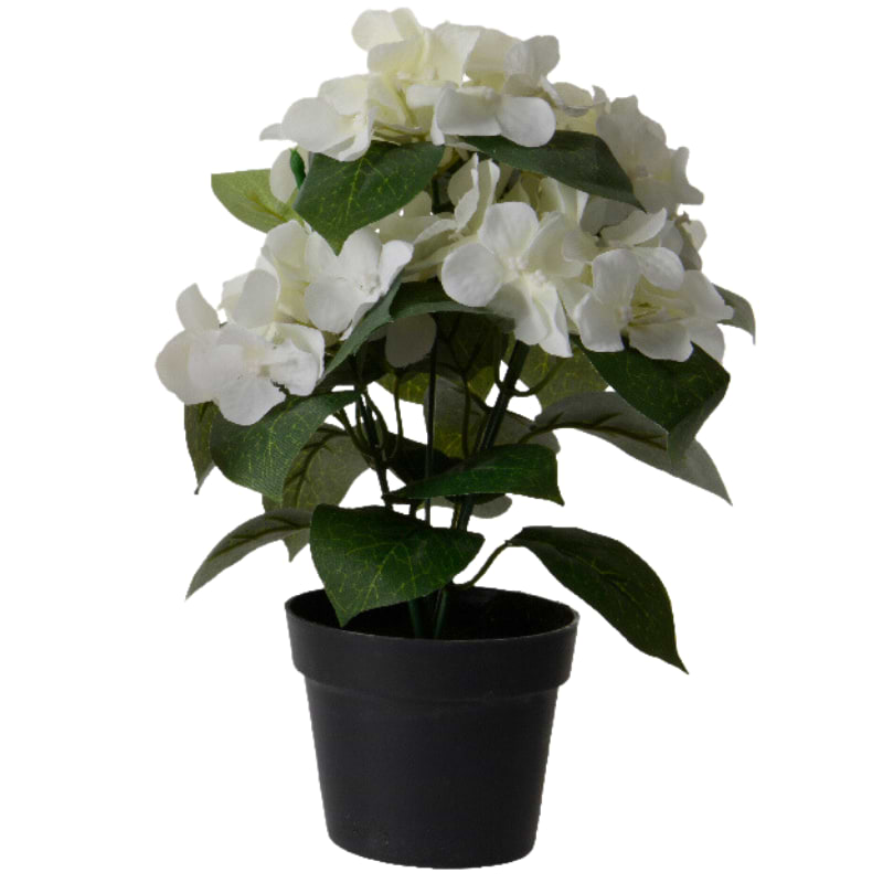 kunstig hortensia i potte hvid 