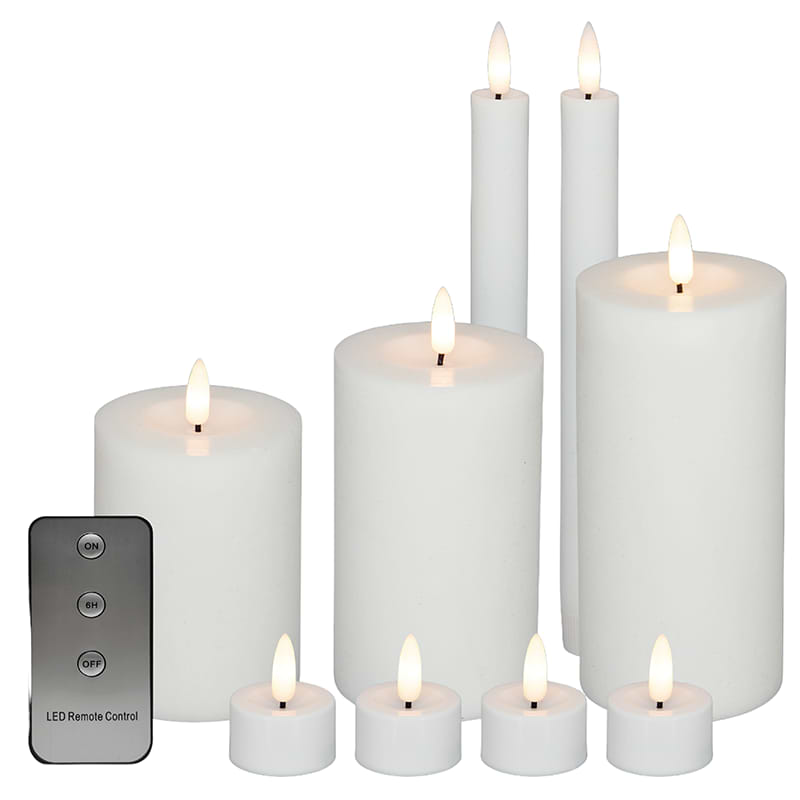 LED stearinlys - 10 dele med fjernbetjening