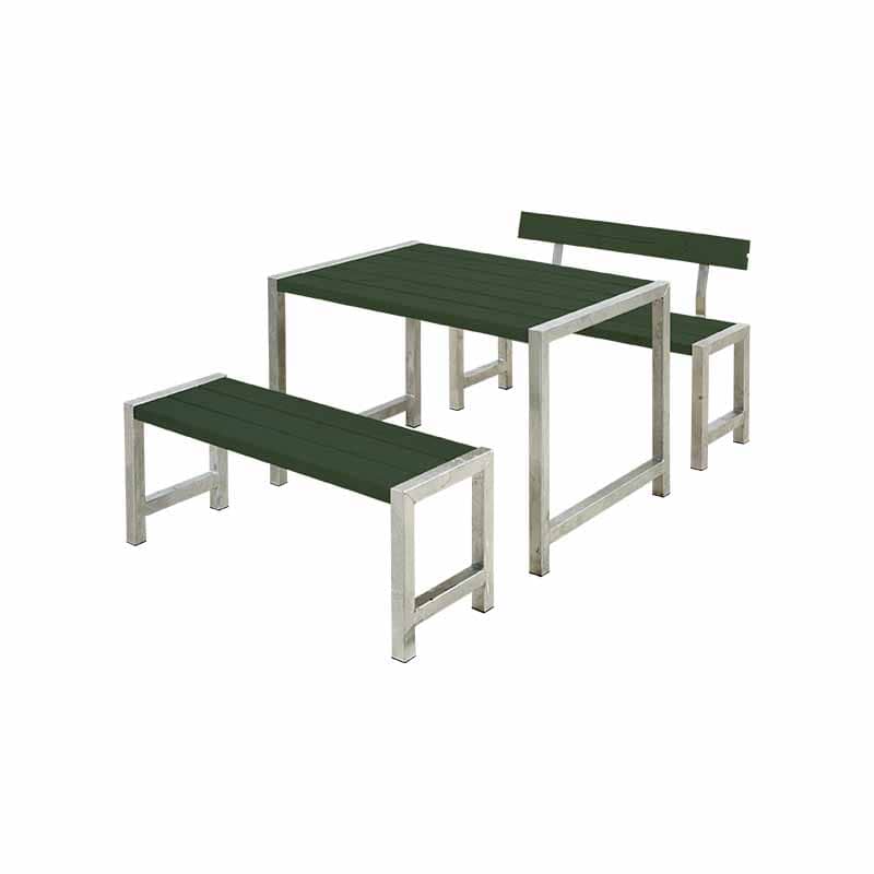 Café plankesæt -  m/ 1 ryglæn - 127 cm - Grøn