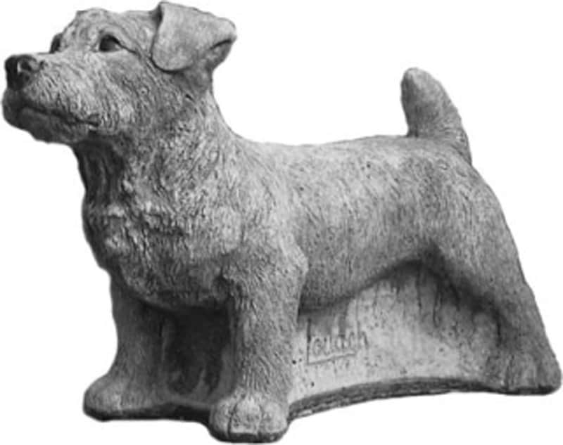 Ruhåret Jack Russel - betonfigur - 33 cm 