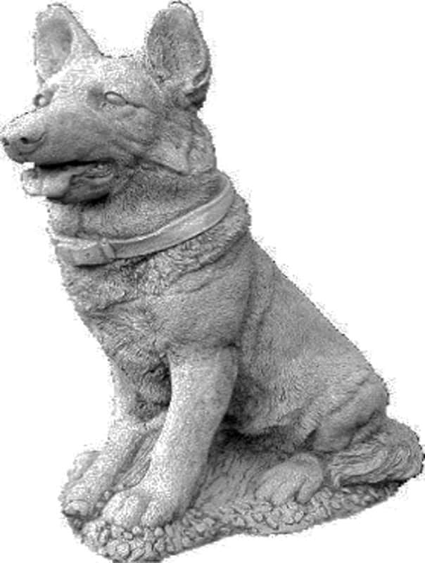 Siddende schæfer- betonfigur - 43 cm