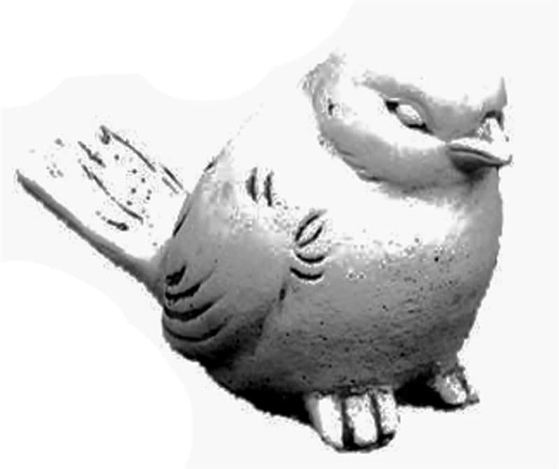 Fugl med halen op - betonfigur - 13 cm