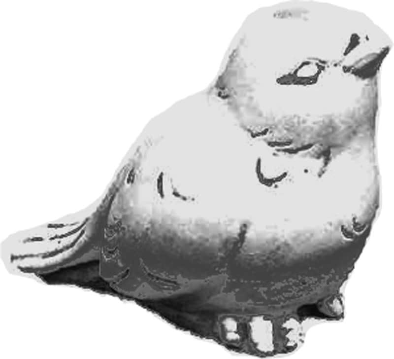 Fugl med halen ned - betonfigur - 13 cm