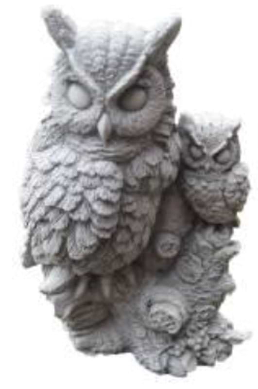 Ugle med unge - betonfigur - 5 kg