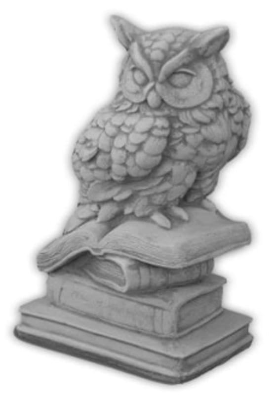 Ugle på bøger - betonfigur - 25 cm