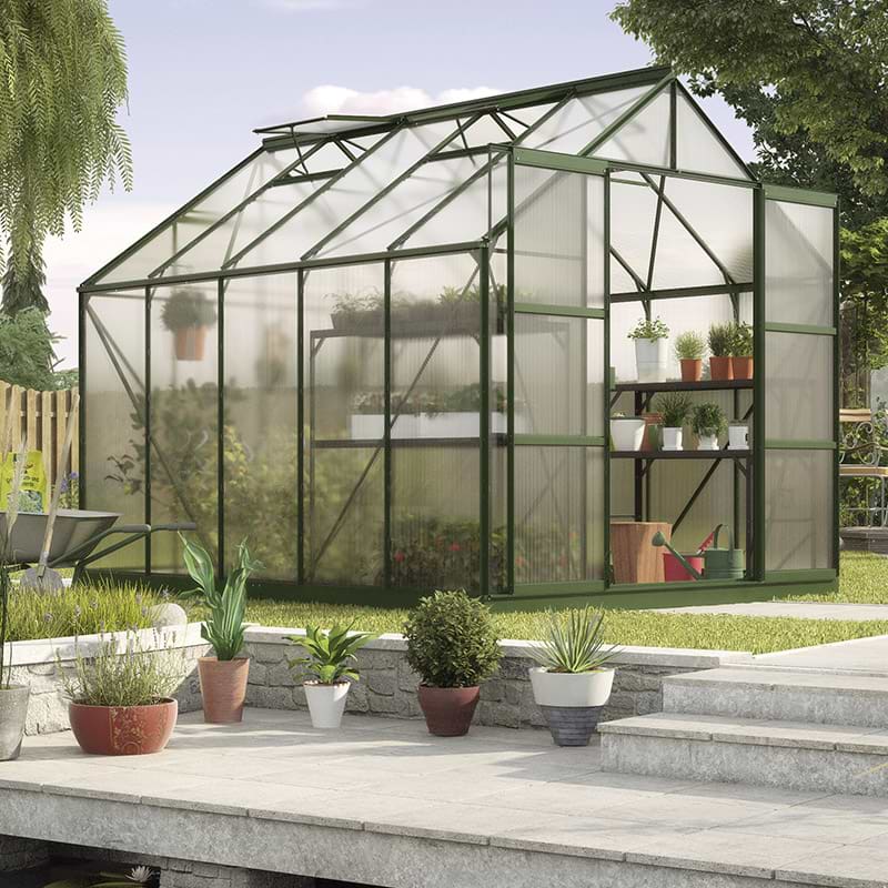 Grøn drivhus med polycarbonat