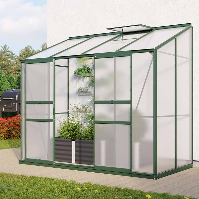 grøn vægdrivhus med polycarbonat 3,3