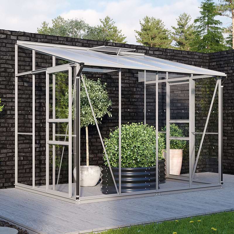 Vægdrivhus i alu med glas