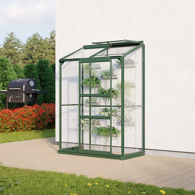 vægdrivhus grøn med glas